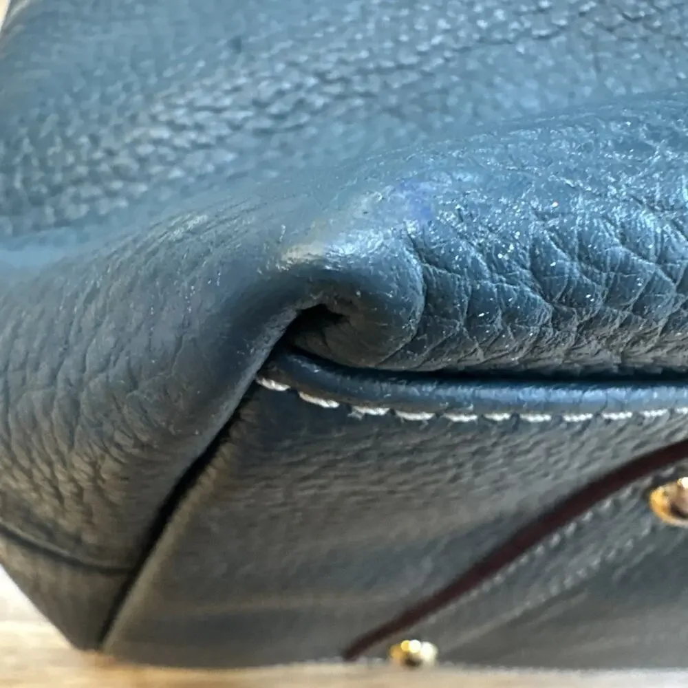 Dooney & Bourke Logo Lock Hobo Satchel Bag‎ Shoulder Purse Blue Leather READ
